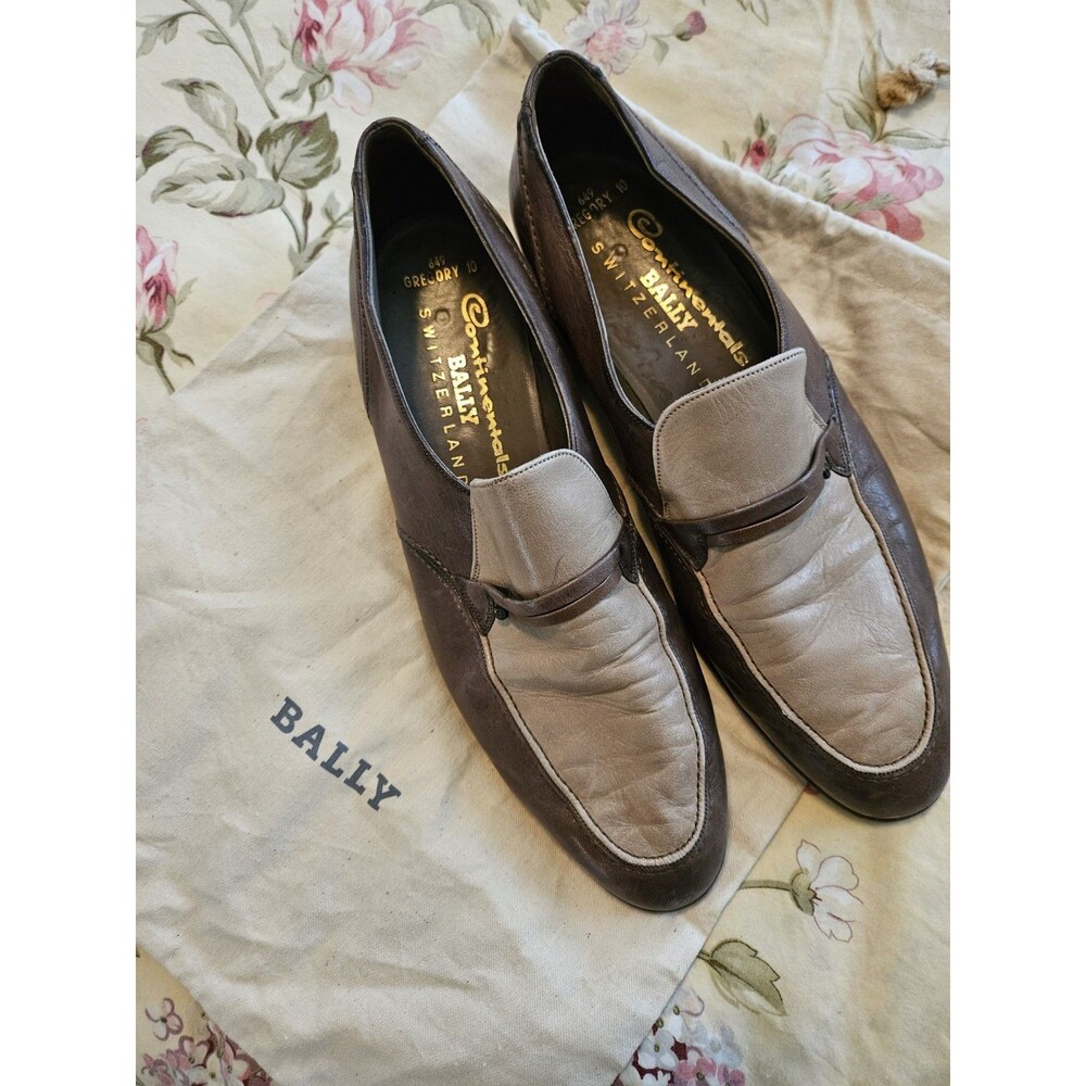 Mens two tone leather Continental Bally Switzerland Gregory Loafers size 9 B